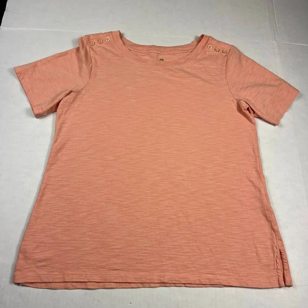 Spartina Womens Slub T-Shirt Peach Short Sleeve Casual Soft Cotton Basic Tee M
